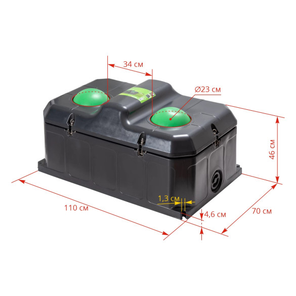 Двойна поилка за едър рогат добитък и коне, с плаващи топки против замръзване, 100 литра - изображение 9