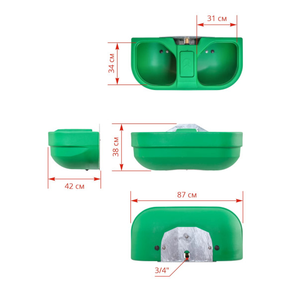 Двойна пластмасова поилка с постоянно ниво, 58 литра - изображение 10