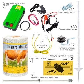 Пакет за електропастир (електрическа ограда) за кучета с включени пластмасови колчета - изображение 1