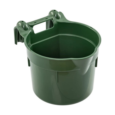 Кофа за хранене, с конзола за окачване, цилиндрична форма, тъмнозелена, 8литра - изображение 1