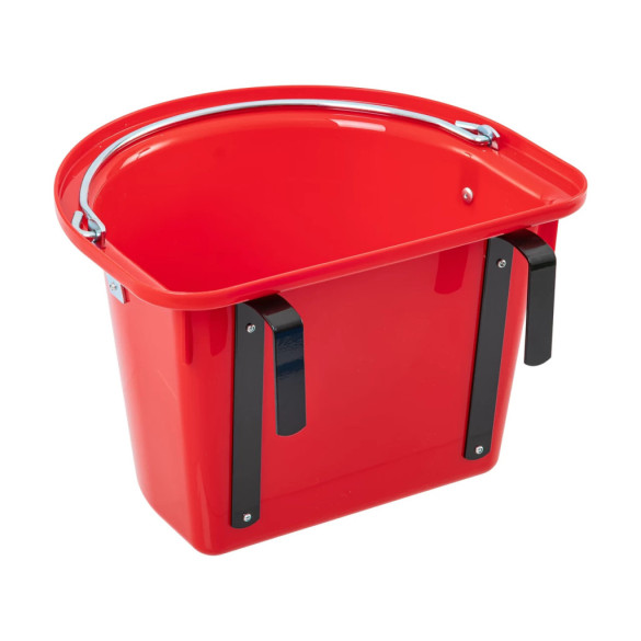 Кофа за хранене на коне, с конзола за окачване и дръжка, червена, 12литра - изображение 2