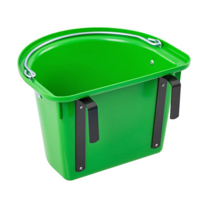 Кофа за хранене на коне, с конзола за окачване и дръжка, зелена, 12литра - изображение 2