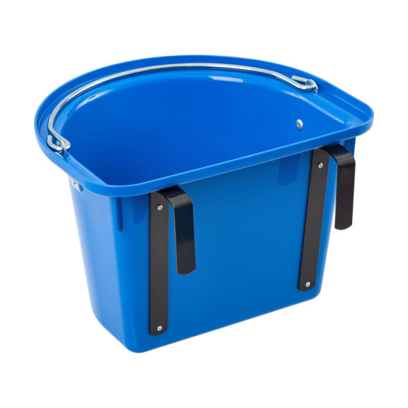Кофа за хранене на коне, със скоби за окачване и дръжка, кралско синьо, 12литра - изображение 2