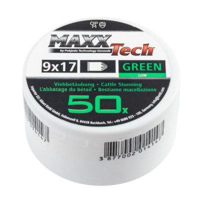 Патрони за зашеметяване, зелени, за малки животни. Калибър 9 × 17 мм, MaxxTech, 50бр. - изображение 1