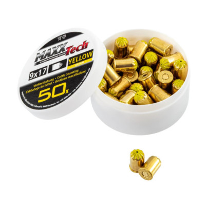 Патрони за зашеметяване, жълти, за средно големи животни. Калибър 9 × 17 мм, MaxxTech, 50бр. - изображение 2