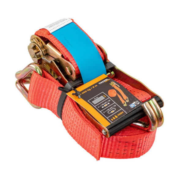 Колан за укрепване на товари с тресчотка, червен, 5000кг, 50мм × 8м - изображение 6