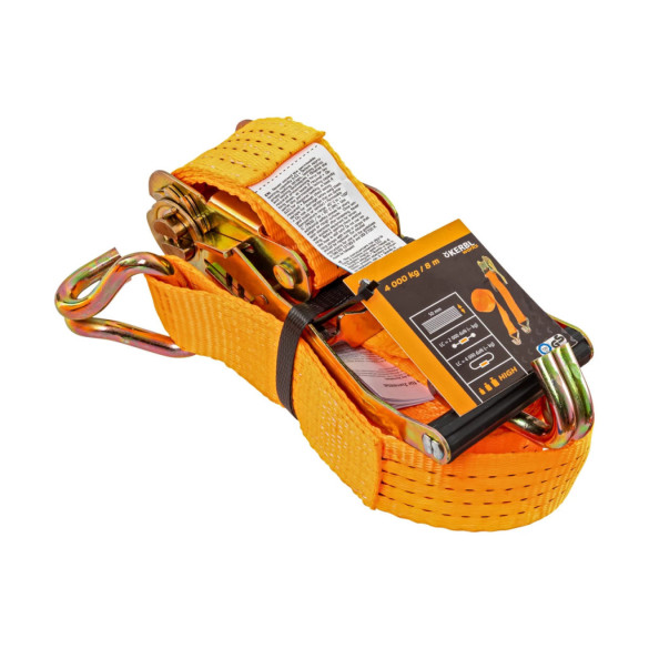 Колан за укрепване на товари с тресчотка, оранжев, 4000кг, 50мм × 8м - изображение 6